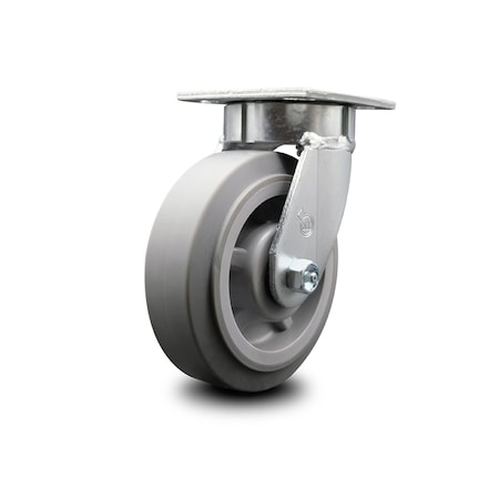 Service Caster 6 Inch Kingpinless Thermoplastic Rubber Wheel Swivel Top Plate Caster SCC SCC-KP30S620-TPRRF